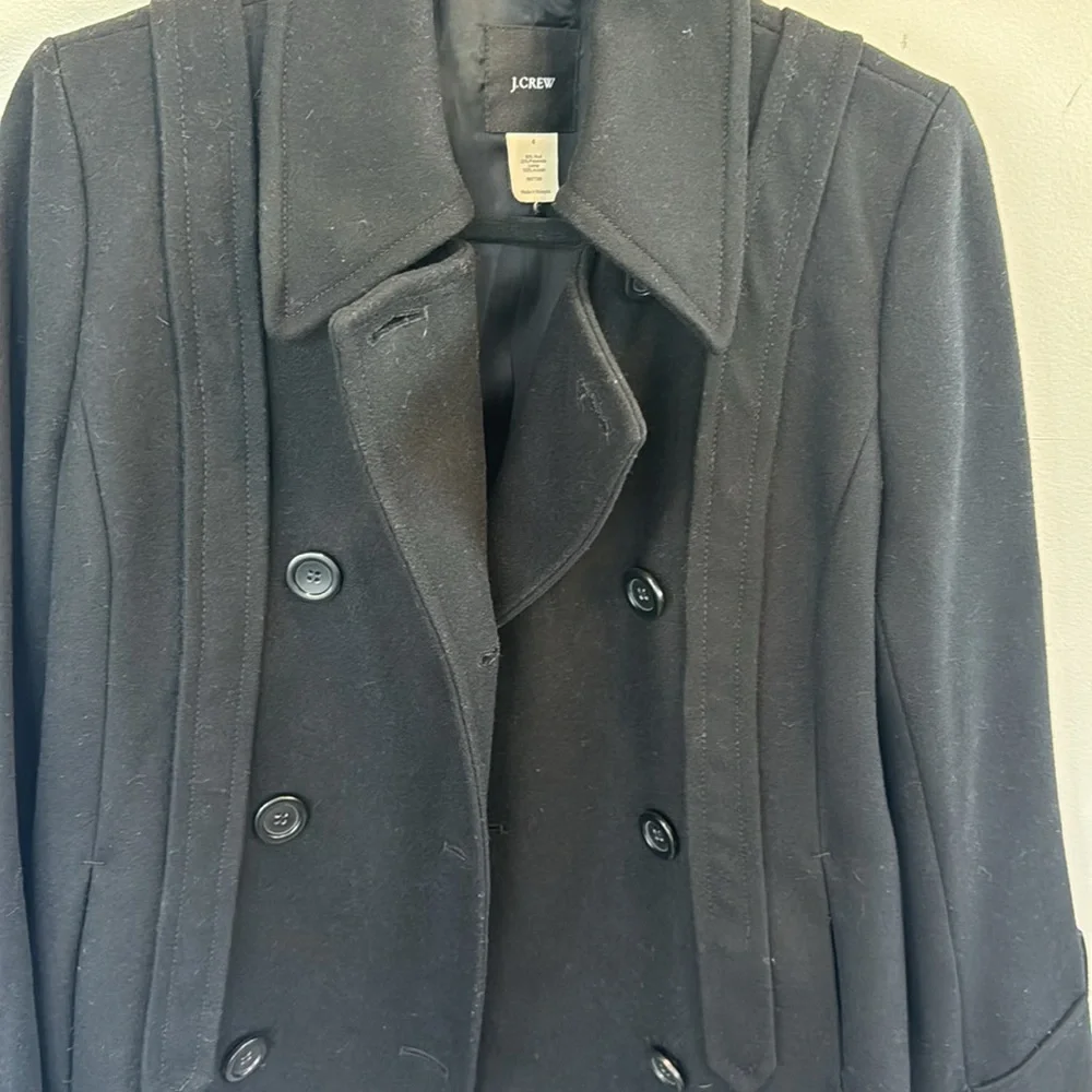 J. Crew wool black double breasted winter fall preppy collegiate pea coat 4 - Picture 4 of 11